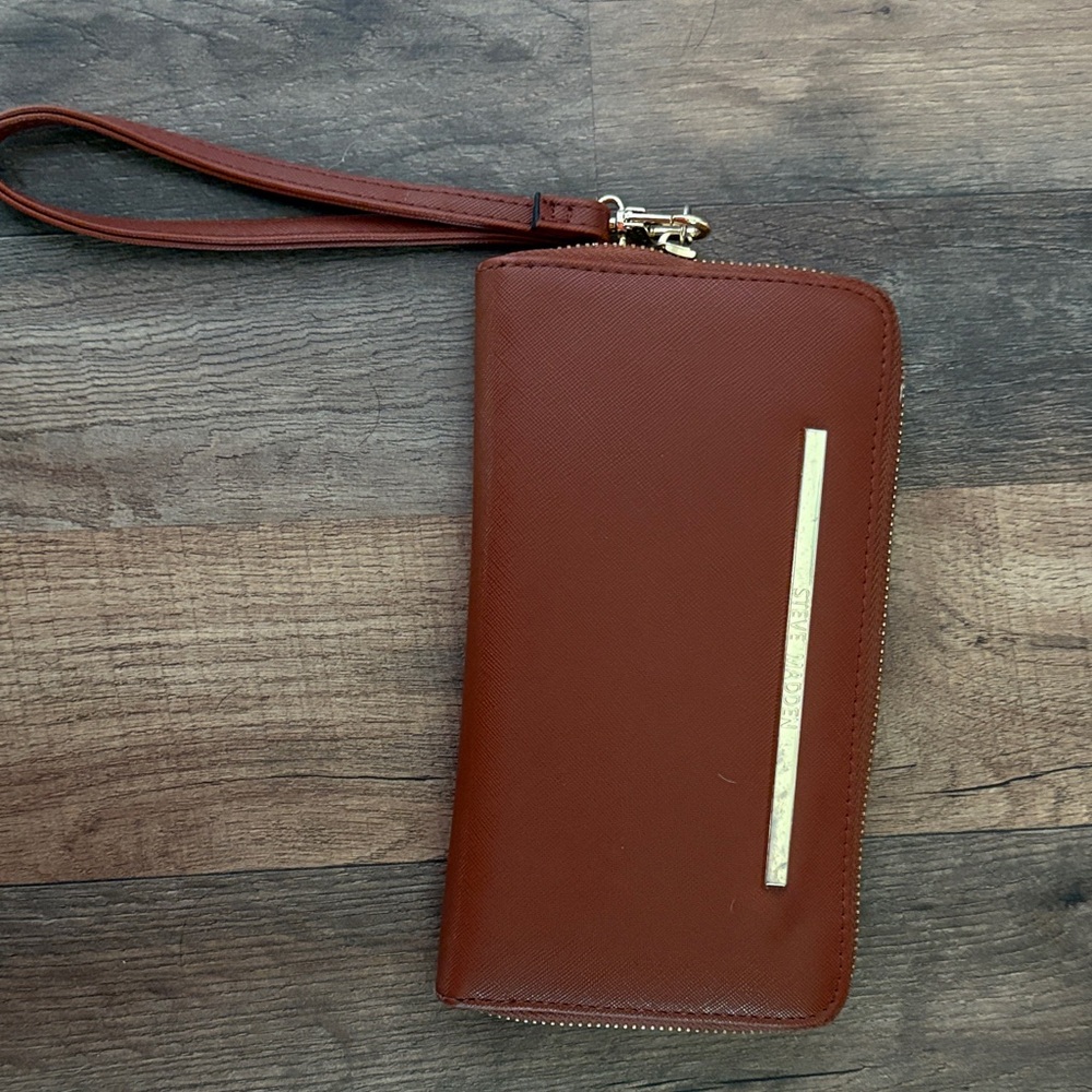 Steve Madden Tan Wristlet with Gold Accent